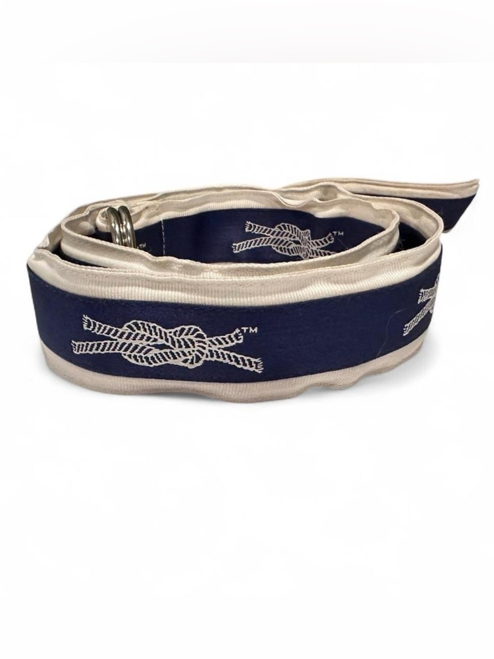 Knot Clothing Nautical Rope Belt Navy Cream D-Ring Preppy Coastal Old Money‎